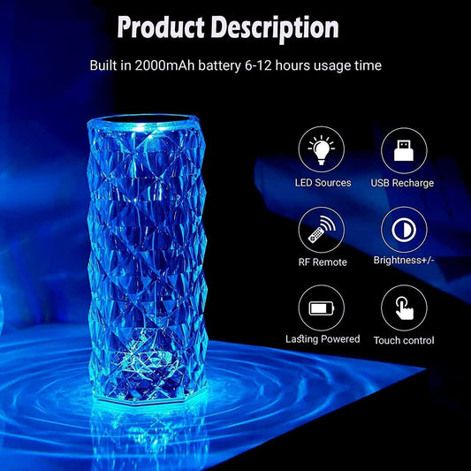 Touch-Activated Crystal LED Table Lamp